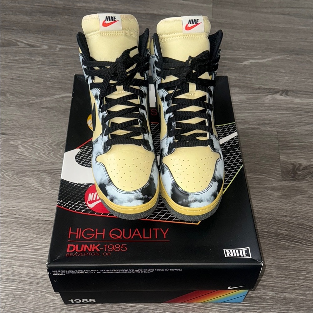 Nike Dunk High - Yellow and Black Tie-Dye